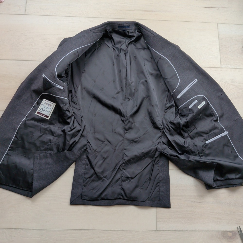 Jos. A. Bank 1905 Tailored Wool Blazer Charcoal Gray 44R (Fits 41) brrr Comfort - Picture 4 of 12